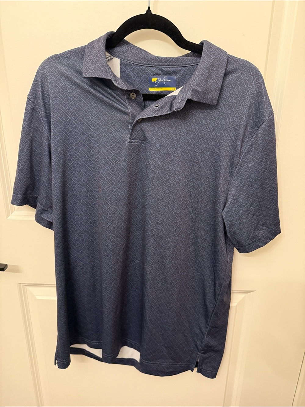 Jack Nicklaus Blue Geometric Short-Sleeve Polo